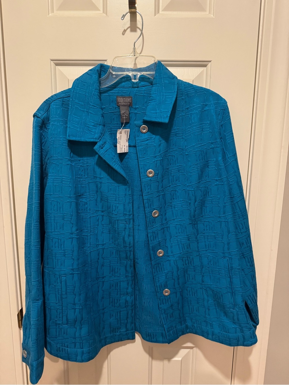 Croft & Barrow Teal Textured Button-Front Jacket